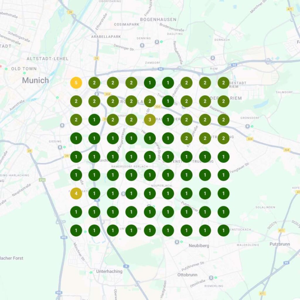 Lokale Google-Suchergebnisse für Kinderzahnarztpraxis in München – Website- und SEO-Optimierung sorgt für Top-1-Rankings im gesamten Einzugsgebiet