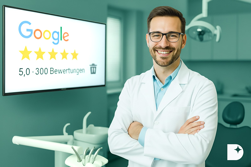 Bewertungsmanagement für Zahnärzte – Zahnarzt mit 5-Sterne Google Bewertung und erfolgreich optimierter Online-Reputation
